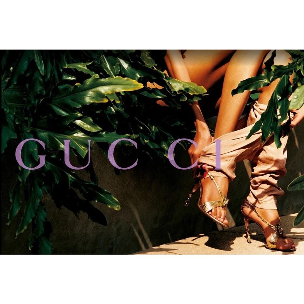 Gucci 2004 Tom Ford Black Python Snakeskin Serpent Head Bamboo Heel Sandals US 6 - Picture 5 of 15